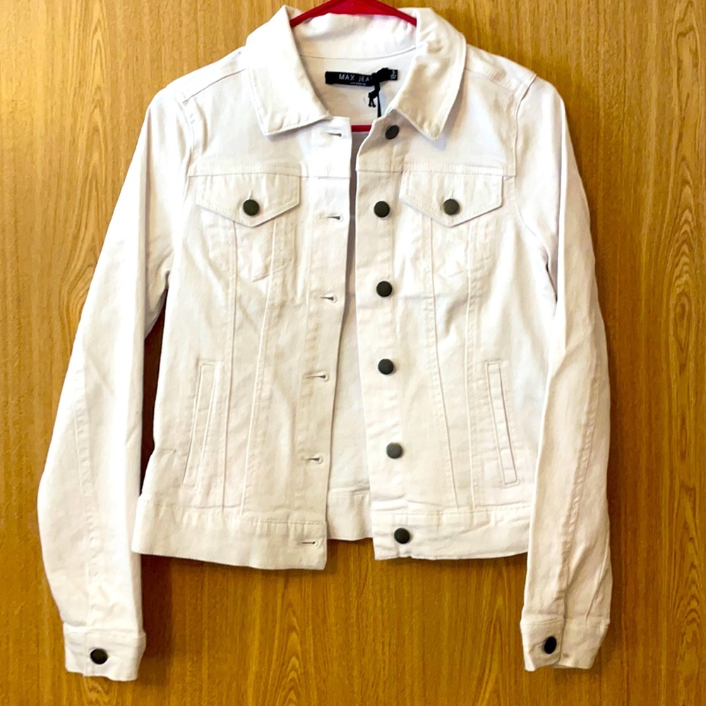 Max Jeans White Denim Jean Jacket Small NEW $99